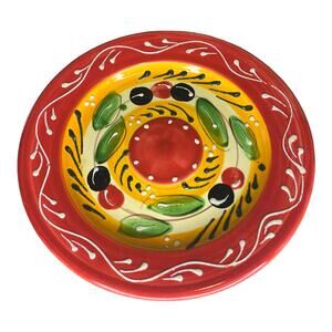 Pier 1 Imports OLIVE PLATE 9" Salad Appetizer Plate Ceramic Eathenware Spain 3D